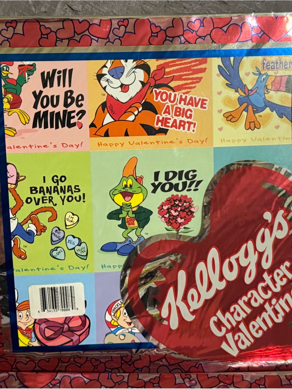 Y2K Vintage Kellogg's Character Valentines Pack - 32 cards plus bonus stickers